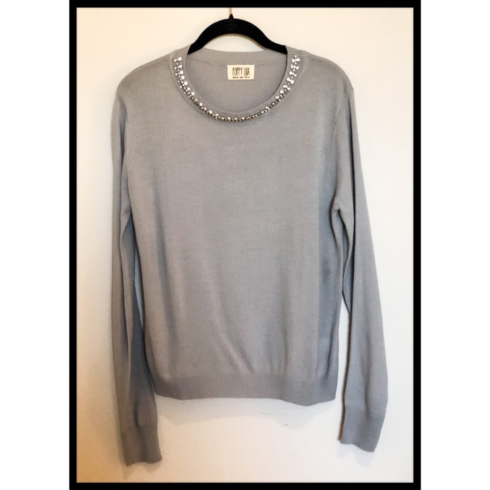 Crystal Detail Fine Knit Sweater